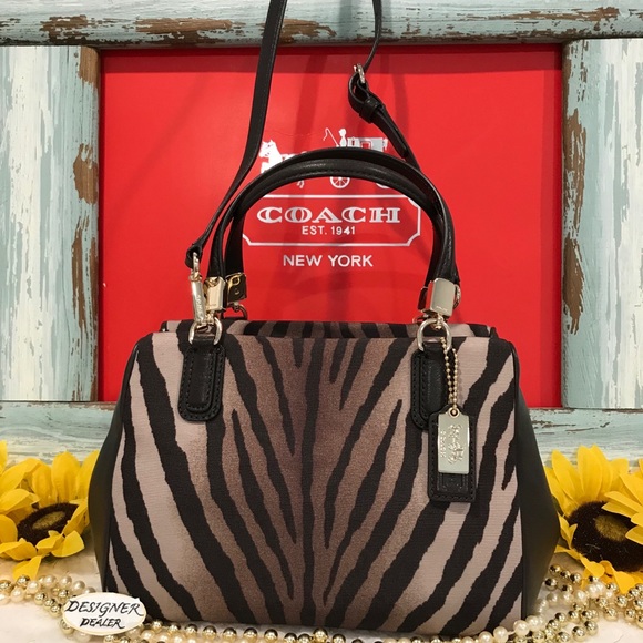 Coach Handbags - Auth COACH Madison Zebra Print Satchel Small EUC!